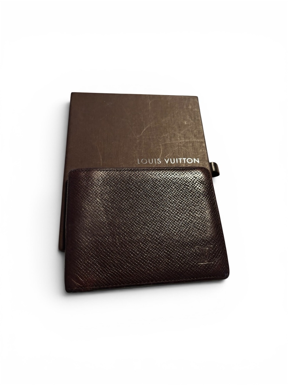 Louis Vuitton Dark Brown Textured Leather Bi-Fold Wallet - Picture 1 of 8